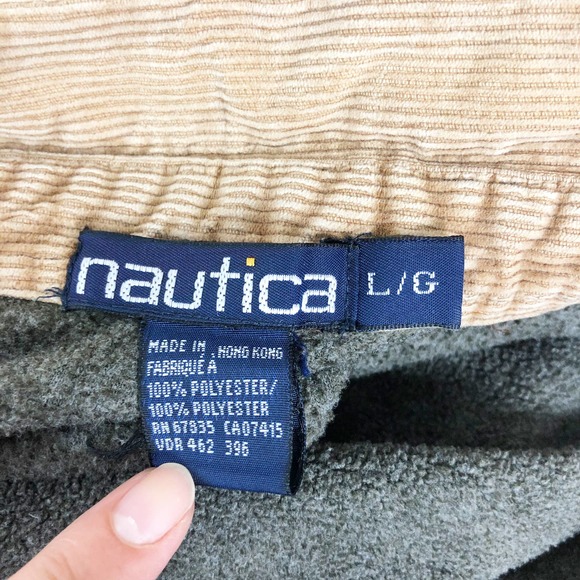 VINTAGE NAUTICA | Women's Large Brown Sherpa Teddy Fleece Oversized Shirt Jacket - Picture 4 of 7